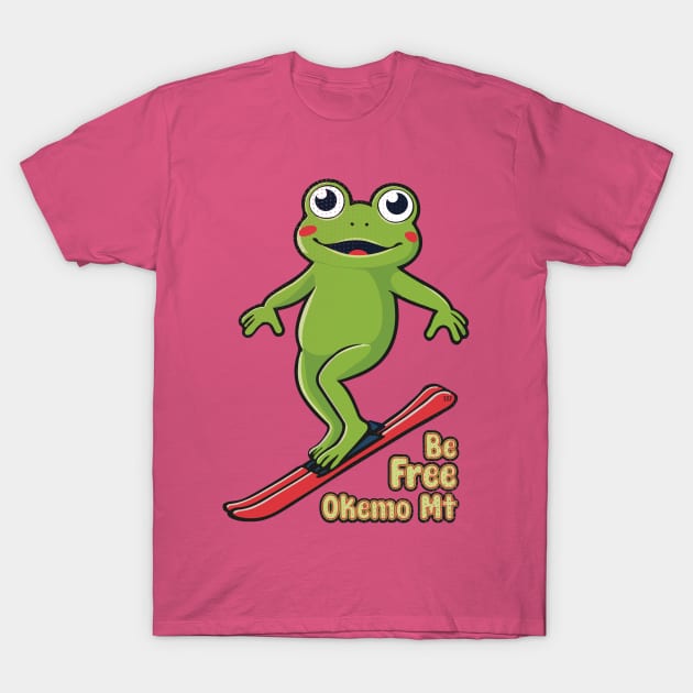 Cute Frog Skiing Okemo Mountain T-Shirt by Surrealcoin777